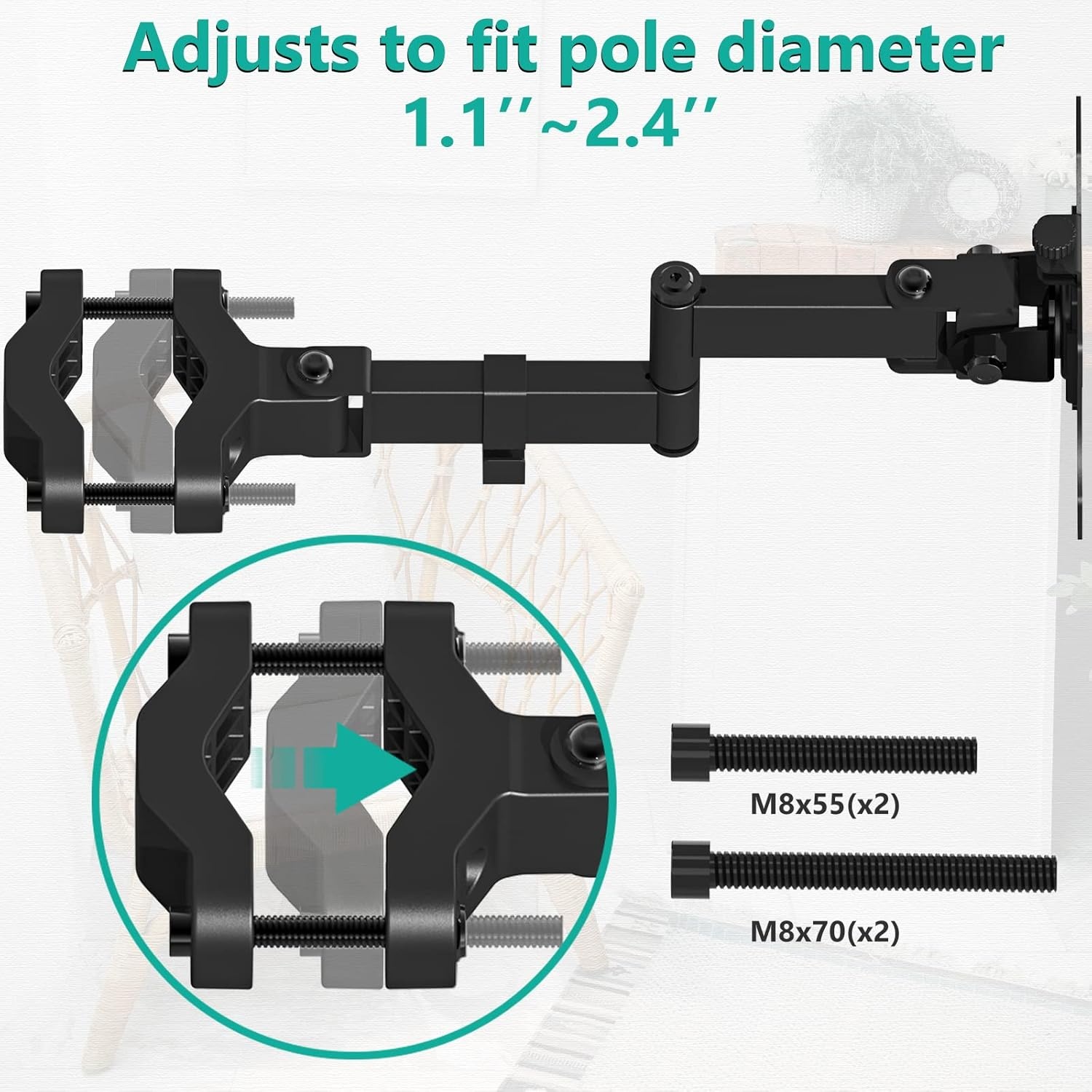 image:imageWALI Single Monitor Arm Mount for 17 to 32 Monitors Full Motion Steel Monitor Pole Mount Bracket with Removable VESA Plate 75mm and 100mm Vesa Mount for Outdoor Gazebo RVs 011ARM BlackMonitor Mount