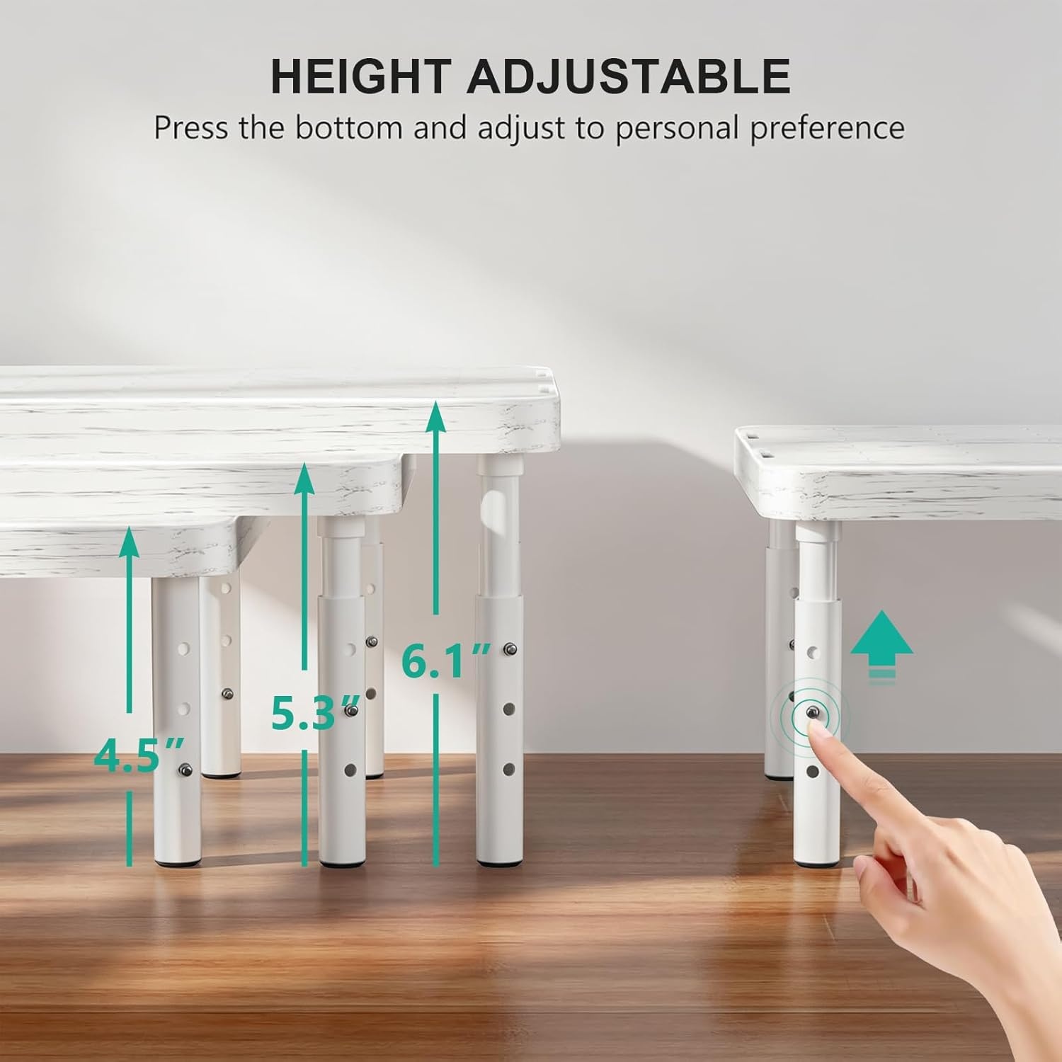 image:imageWALI Computer Monitor Stand for Desk Adjustable Laptop Riser Desk Monitor Stand Underneath Storage for Office School Supplies PTT001M 1 Pack MarbleMarble
