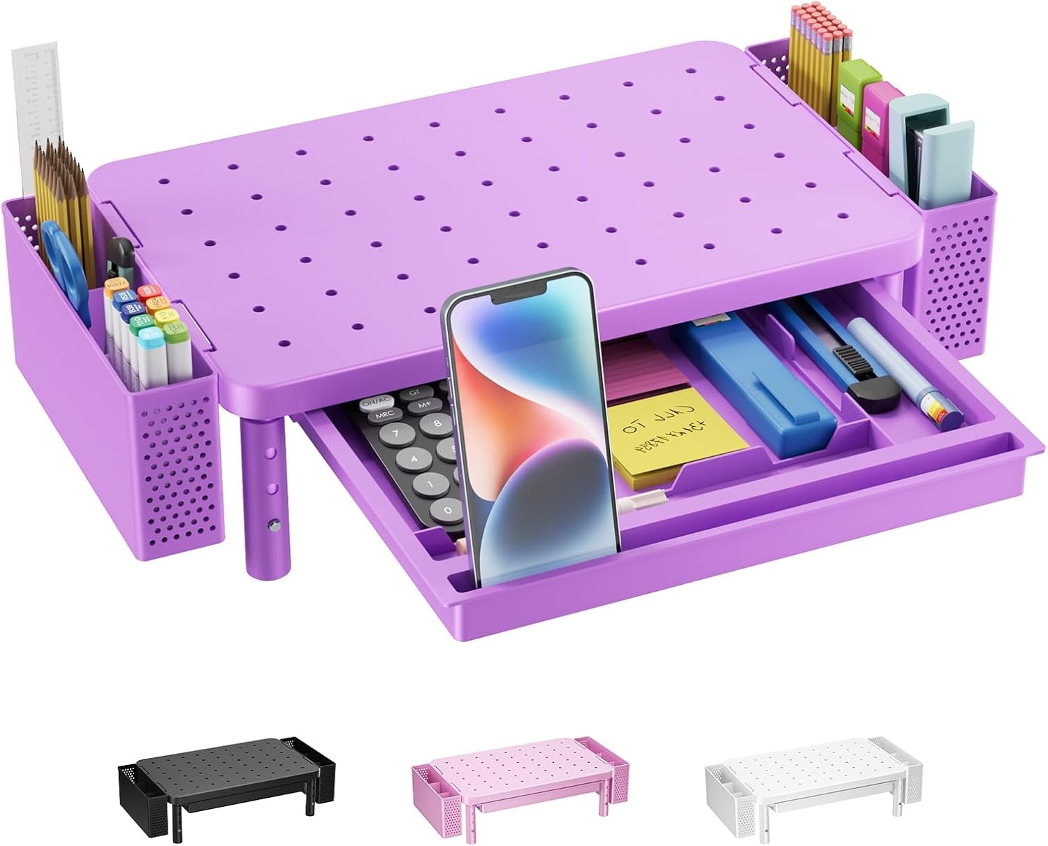 image:imageWALI Computer Monitor Stand for Desk Adjustable Laptop Riser Desk Monitor Stand Underneath Storage for Office School Supplies PTT001M 1 Pack MarbleViolet