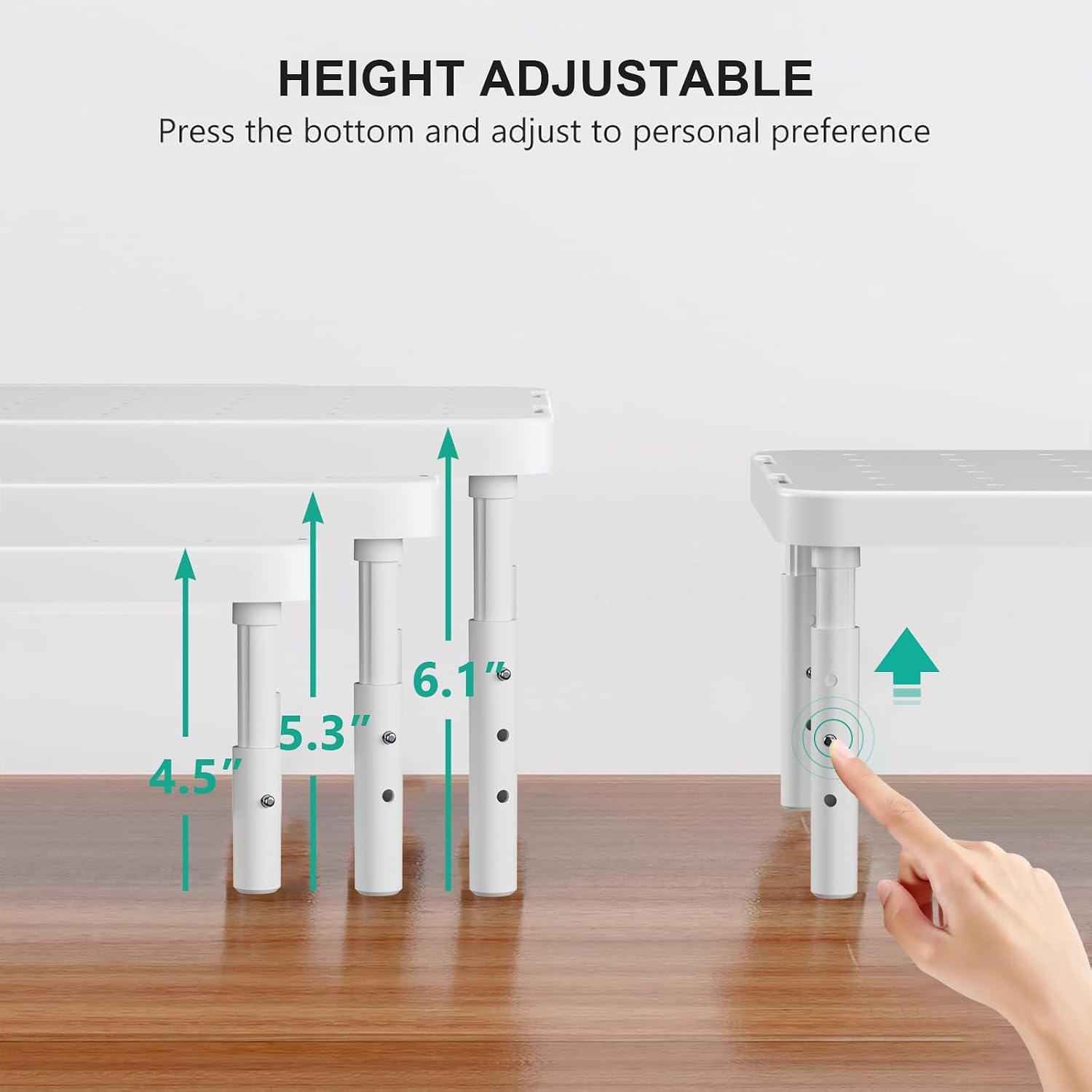 image:imageWALI Computer Monitor Stand for Desk Adjustable Laptop Riser Desk Monitor Stand Underneath Storage for Office School Supplies PTT001M 1 Pack MarbleWhite