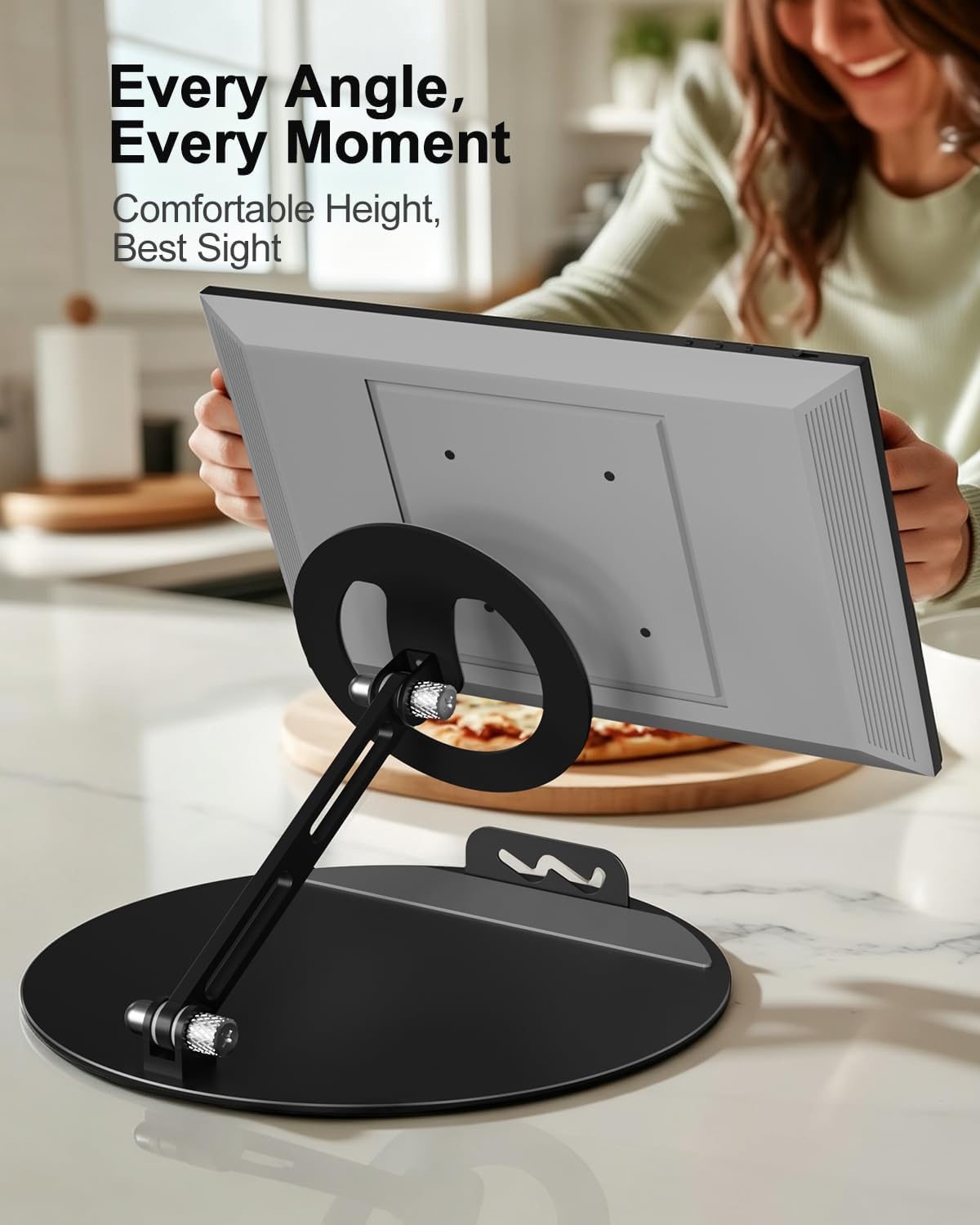 image:imageWALI Echo Show 1521 Stand Adjustable Stand for Echo Show 1521 and Up to 18 TabletsPortable Monitors 360 Degrees Rotating Tilt Foldable Show 15 21 Accessories for Kitchen Home Office SilverBlack