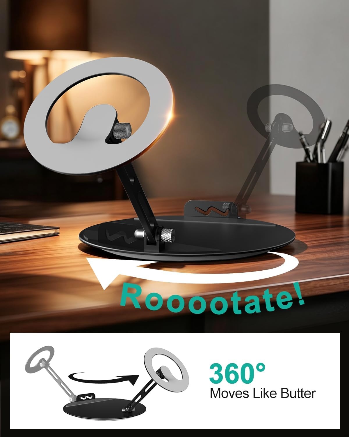 image:imageWALI Echo Show 1521 Stand Adjustable Stand for Echo Show 1521 and Up to 18 TabletsPortable Monitors 360 Degrees Rotating Tilt Foldable Show 15 21 Accessories for Kitchen Home Office SilverBlack