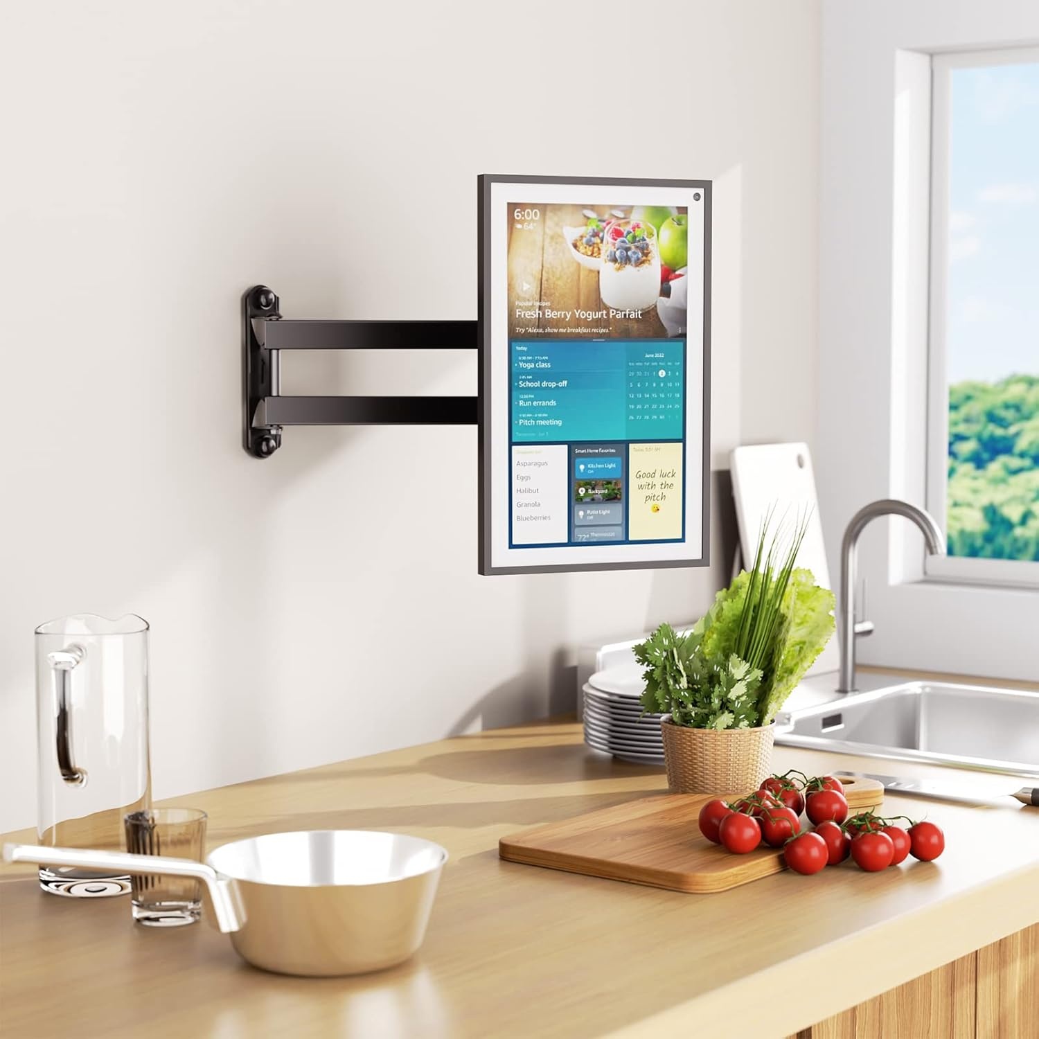 image:imageWALI Echo Show 1521 Stand Adjustable Stand for Echo Show 1521 and Up to 18 TabletsPortable Monitors 360 Degrees Rotating Tilt Foldable Show 15 21 Accessories for Kitchen Home Office SilverBlack