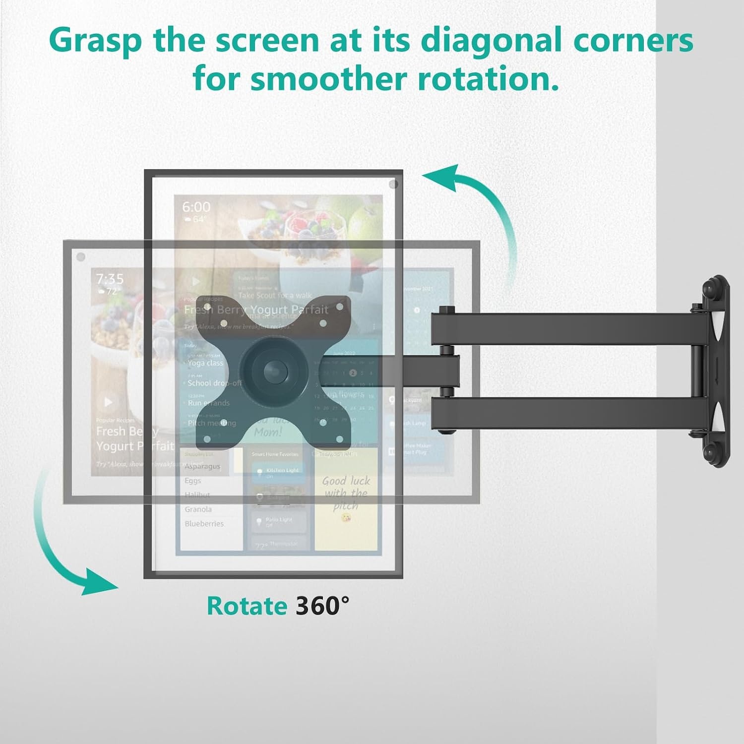 image:imageWALI Echo Show 1521 Stand Adjustable Stand for Echo Show 1521 and Up to 18 TabletsPortable Monitors 360 Degrees Rotating Tilt Foldable Show 15 21 Accessories for Kitchen Home Office SilverBlack
