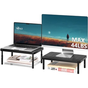 image:imageWALI Computer Monitor Stand for Desk Adjustable Laptop Riser Desk Monitor Stand Underneath Storage for Office School Supplies PTT001M 1 Pack MarbleBlack