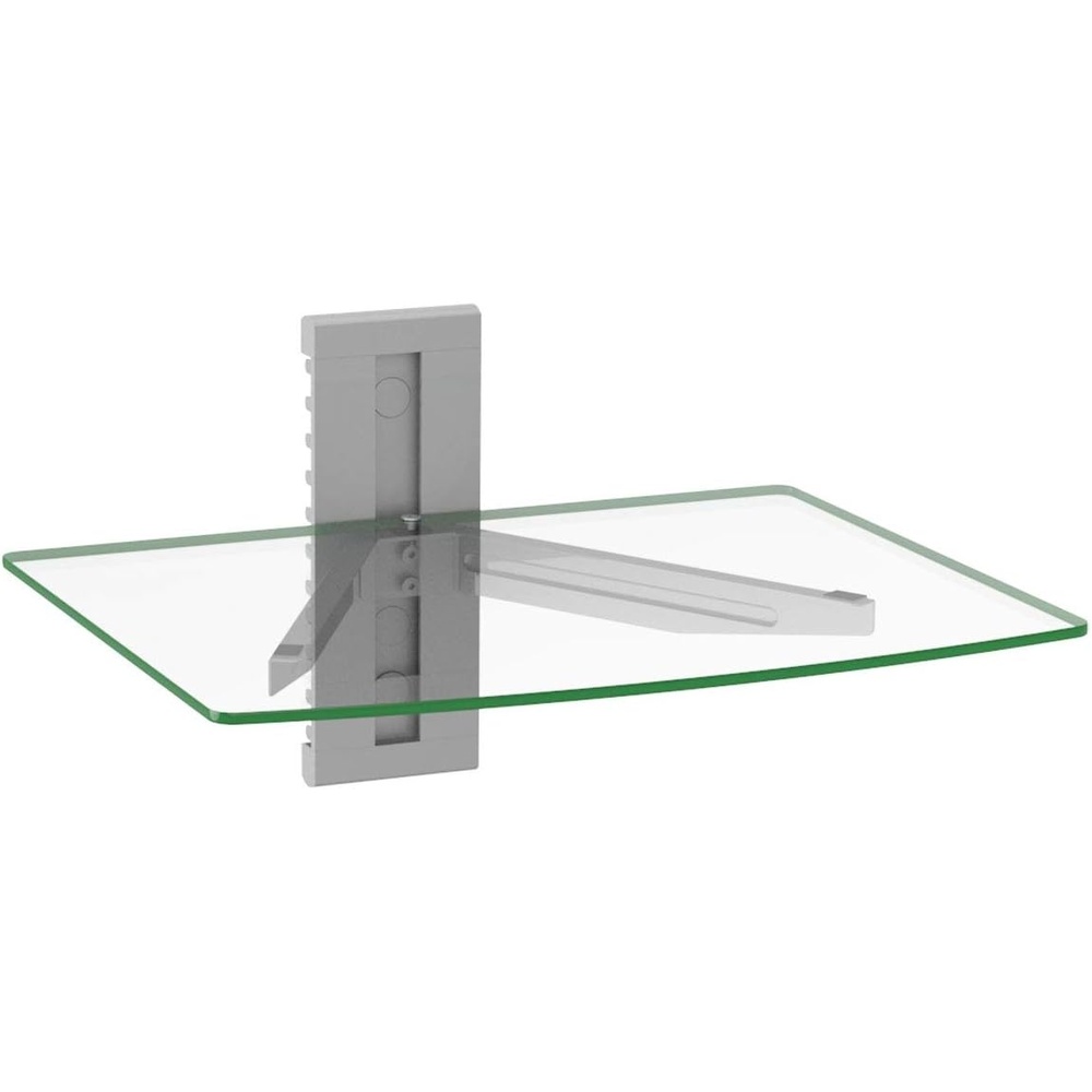 image:imageWALI Floating Entertainment Center Shelves Holds Up to 176lbs TV Shelf with Strengthened Tempered Glasses for DVD Players Cable Boxes Games Consoles TV Accessories CS201S 1 Shelf Silver