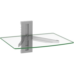 image:imageWALI Floating Entertainment Center Shelves Holds Up to 176lbs TV Shelf with Strengthened Tempered Glasses for DVD Players Cable Boxes Games Consoles TV Accessories CS201S 1 Shelf Silver